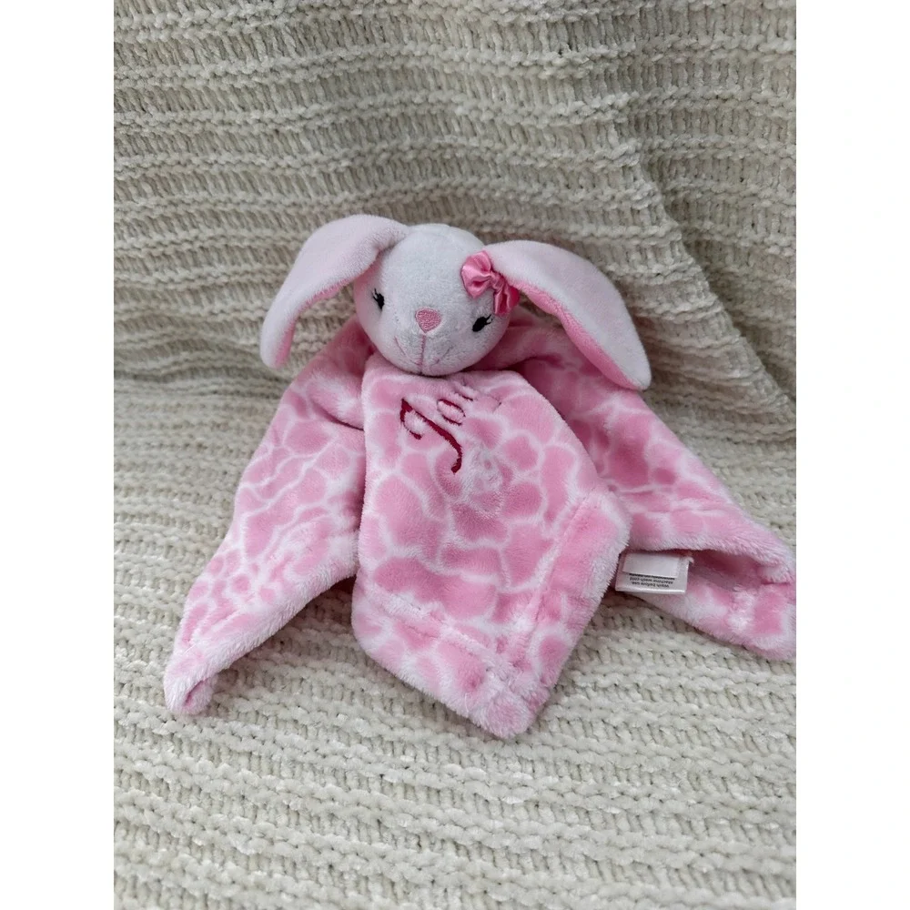 Hudson Baby Pink Rose Bunny Security‎ Blanket Lovey Joy Embroidered 14x14 Easter